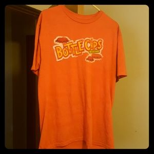 BOTTLECAPS vintage orange shirt with logo size lrg